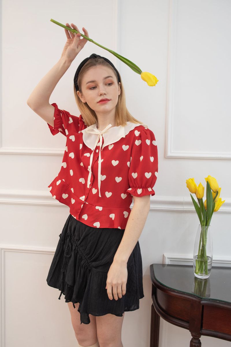 heart shirring blouse