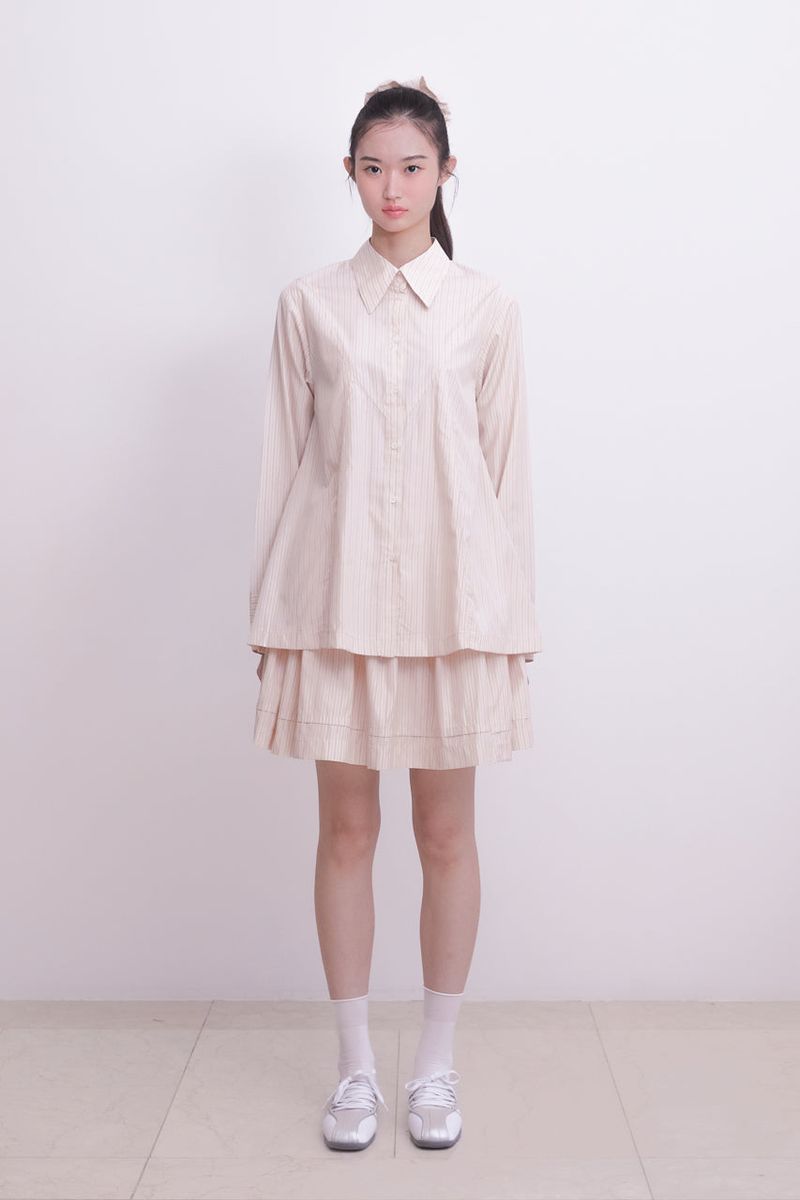 Pintuck shirring mini skirt (STRIPE)
