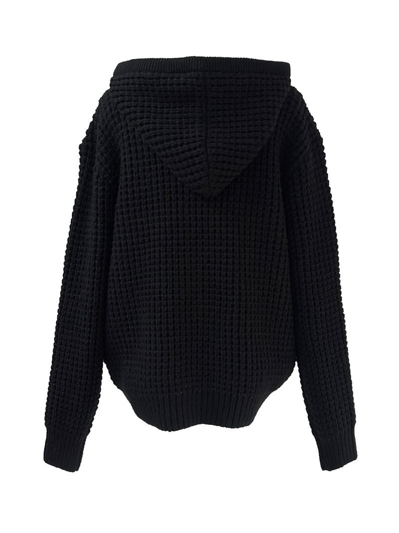pocket waffle hood cardigan (unisex)