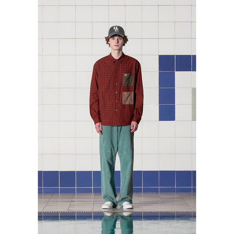POCKET GINGHAM CHECK SHIRT / RED