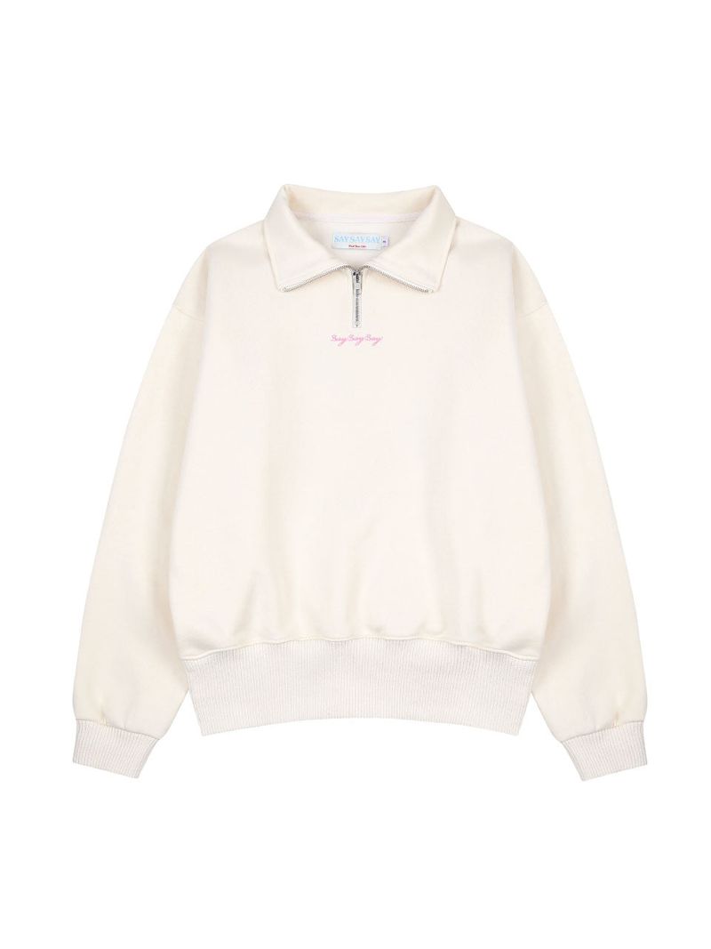SAYSAYSAY（セイセイセイ）の「26ss Half zipup logo embroidery knttied sweatshirts 2color（Tops）」