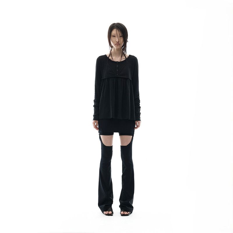 ojos（オホス）の「Layered Bra Flare Top / Black（Tops）」