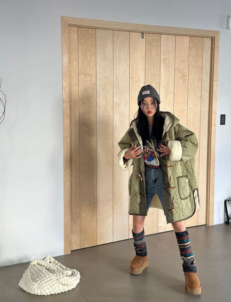 a quilted padded jacket with wool