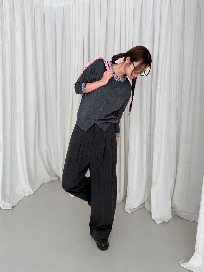 check frill cardigan 