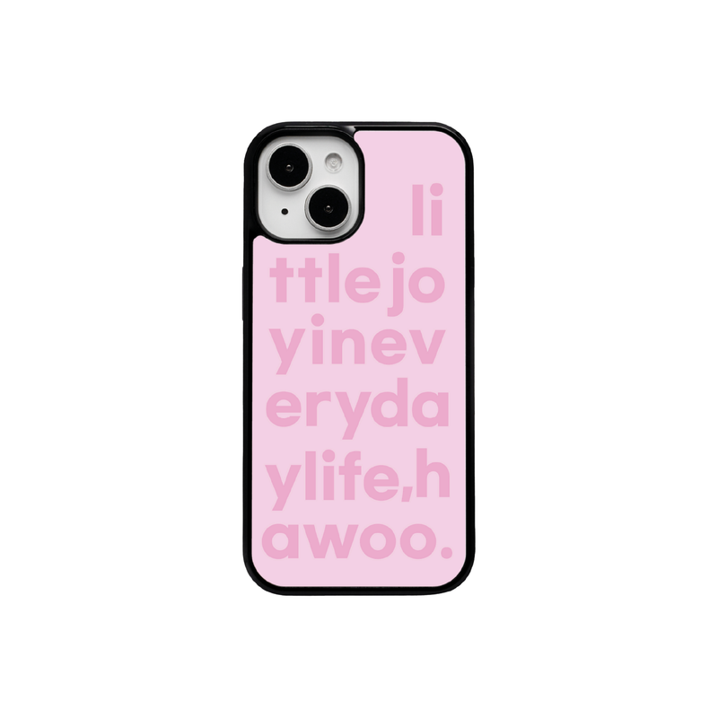 Hawoo（ハウ）の「レタリンググロッシーガラスバンパーケース (pink)（スマホグッズ/小物）」