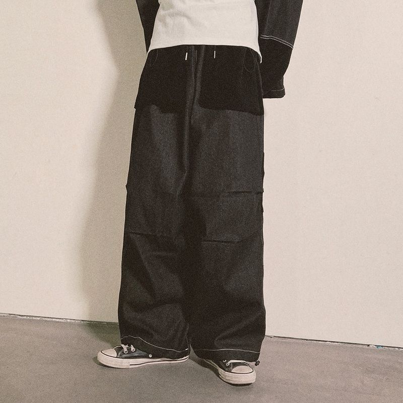 reverse Terry Pocket Denim Pants_black