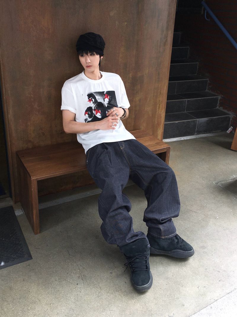 Jeff One Pleat Raw Wide Denim Pants