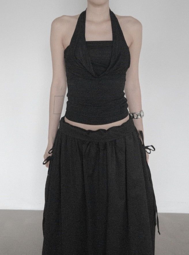 Ar Cowl Neck Halter Tube Top