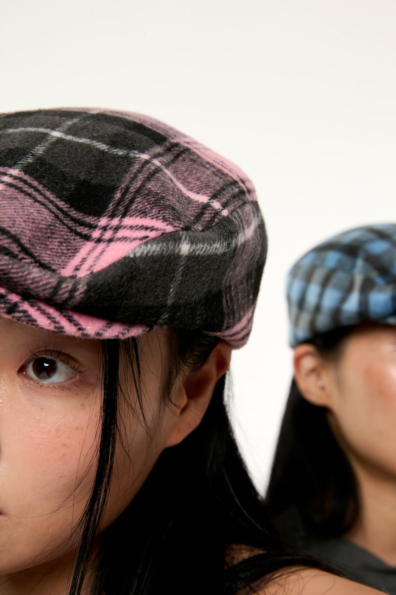 CHECK HUNTING CAP / PINK