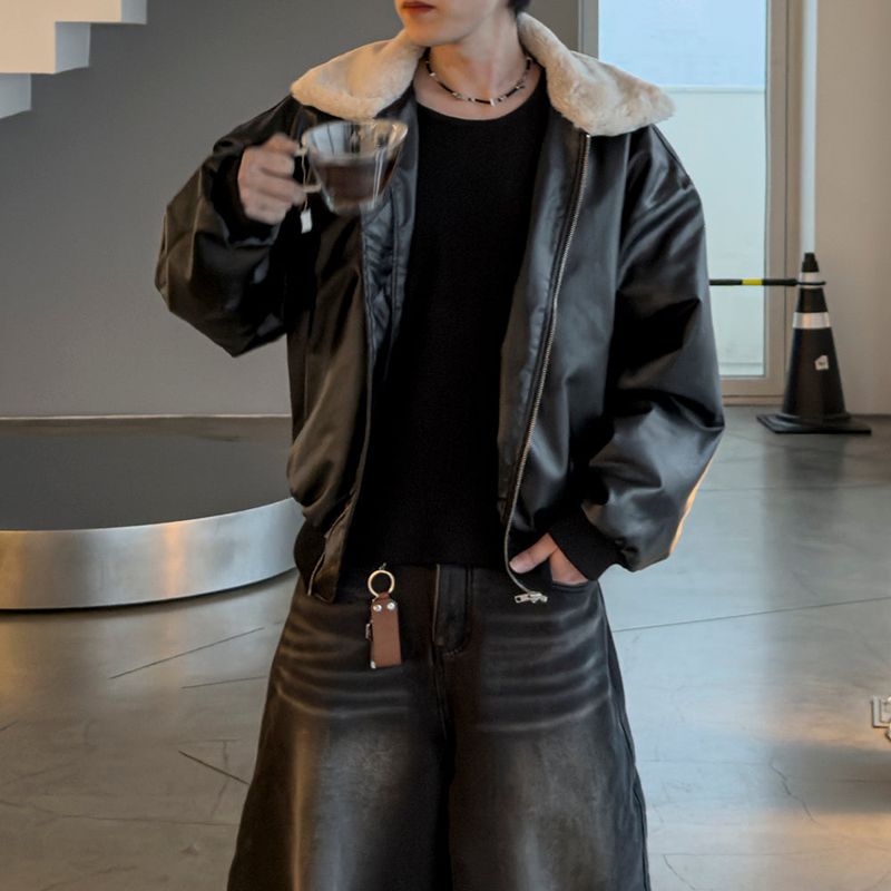 Sker leather aviator mustang jumper