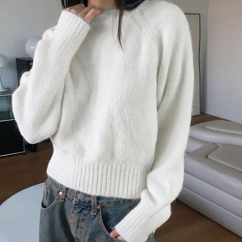 Adieu pastel gradation mix round long sleeve knit