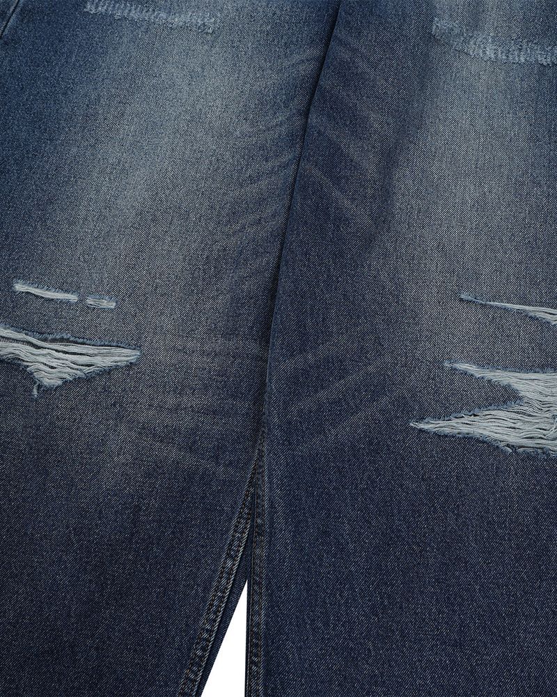 Part Blue Wash Distressed Denim