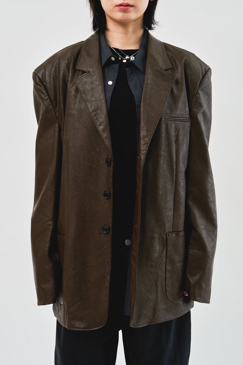 Over Single Leather Jacket (3color)