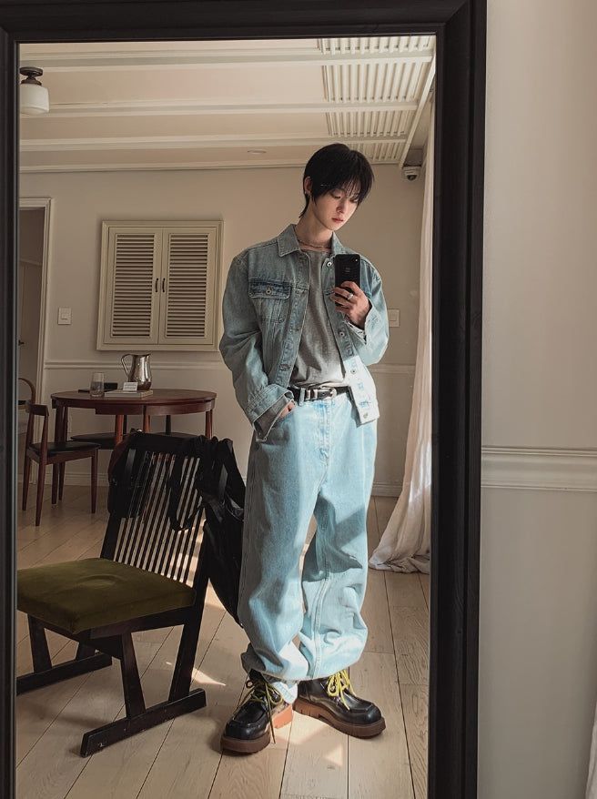 Royce Studded Denim Jacket Pants Set