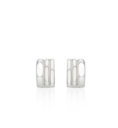 25FW★ Triple Silver Cutout One-Touch Earrings S