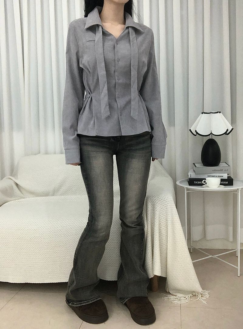 Dual Tie Pintuck Line Shirt