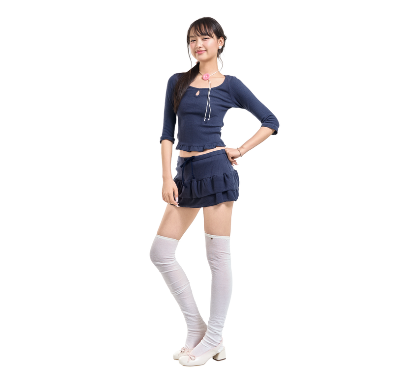 BLOSSOM PICOT MINI SKIRT [NAVY]