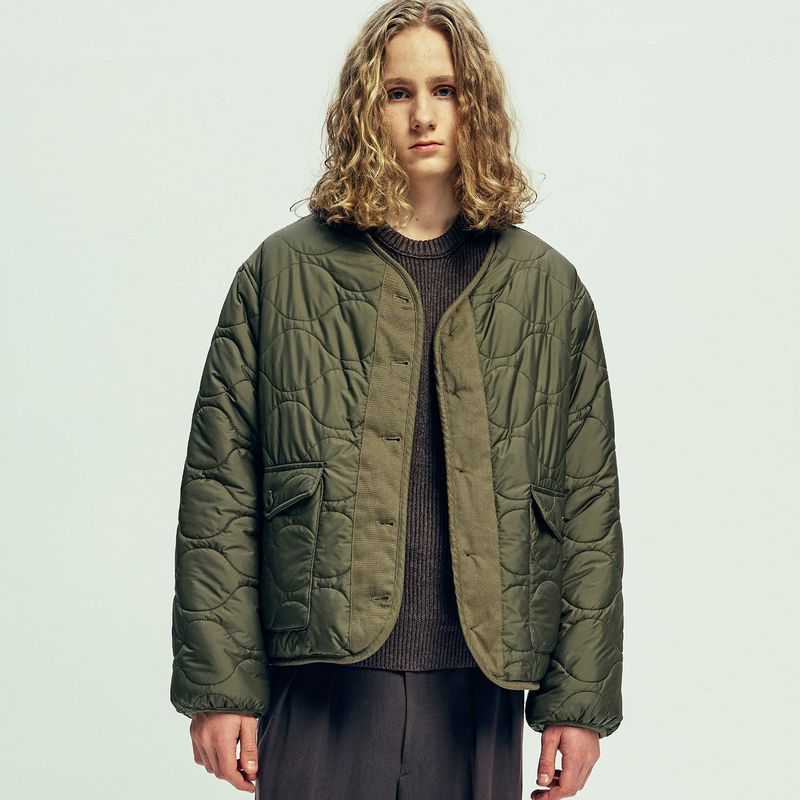 reversible quilted & fleece liner jacket olive khaki