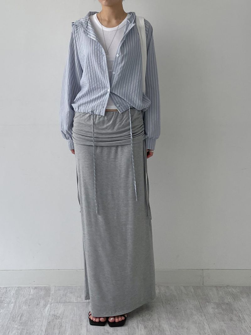 Shirred Layered Long Skirt