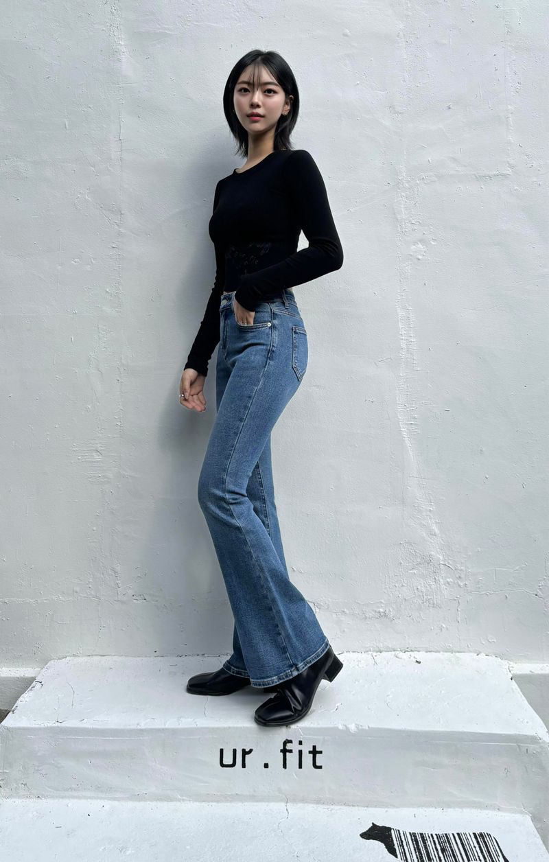 BASIC SPANDEX BOOTCUT DENIM PANTS code 18311