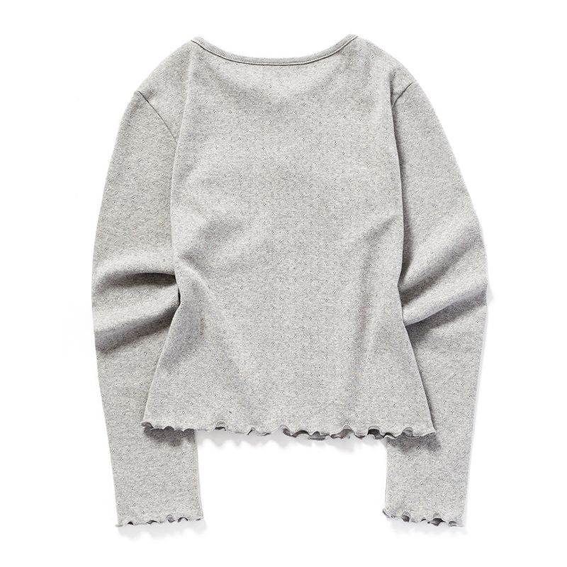 RIBBON PUNCHING CARDIGAN_GRAY