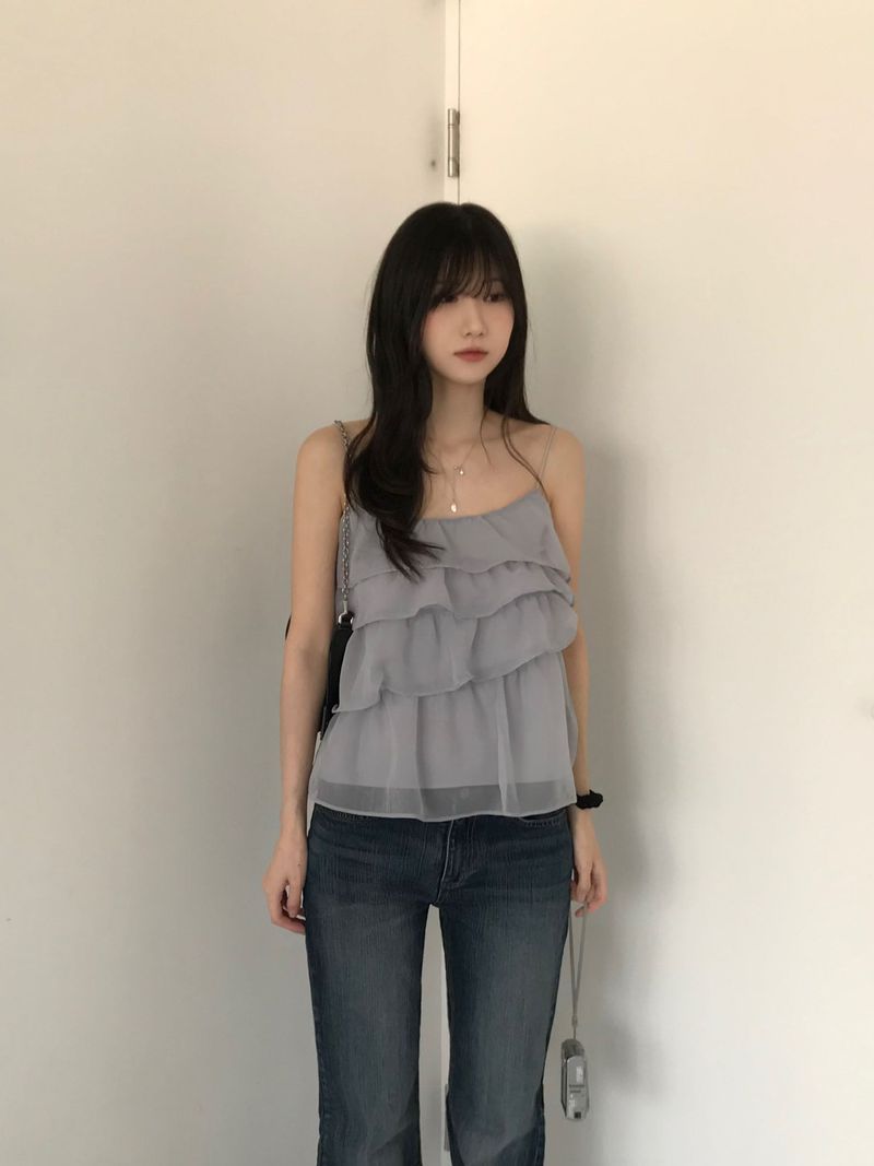 See-through frill bustier (2 colors)