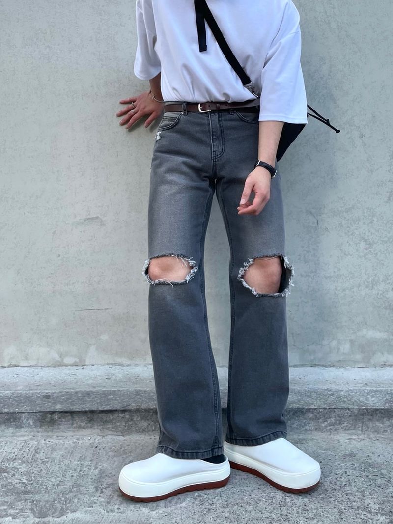 EASY DETROYED DENIM PANTS(2COLOR)
