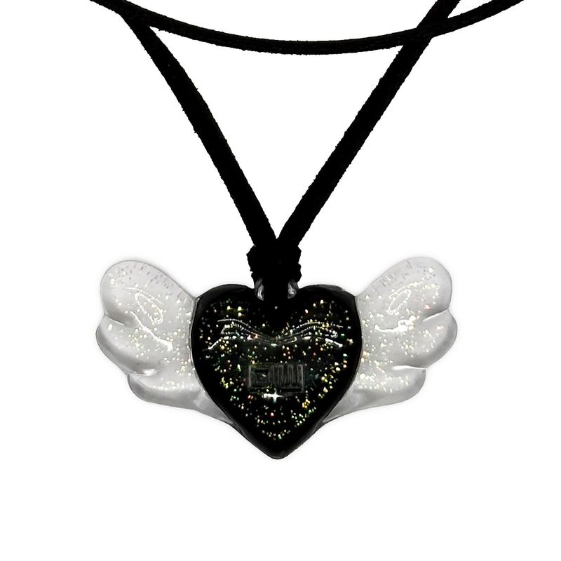 Heart Wings Pendant Necklace [Black]