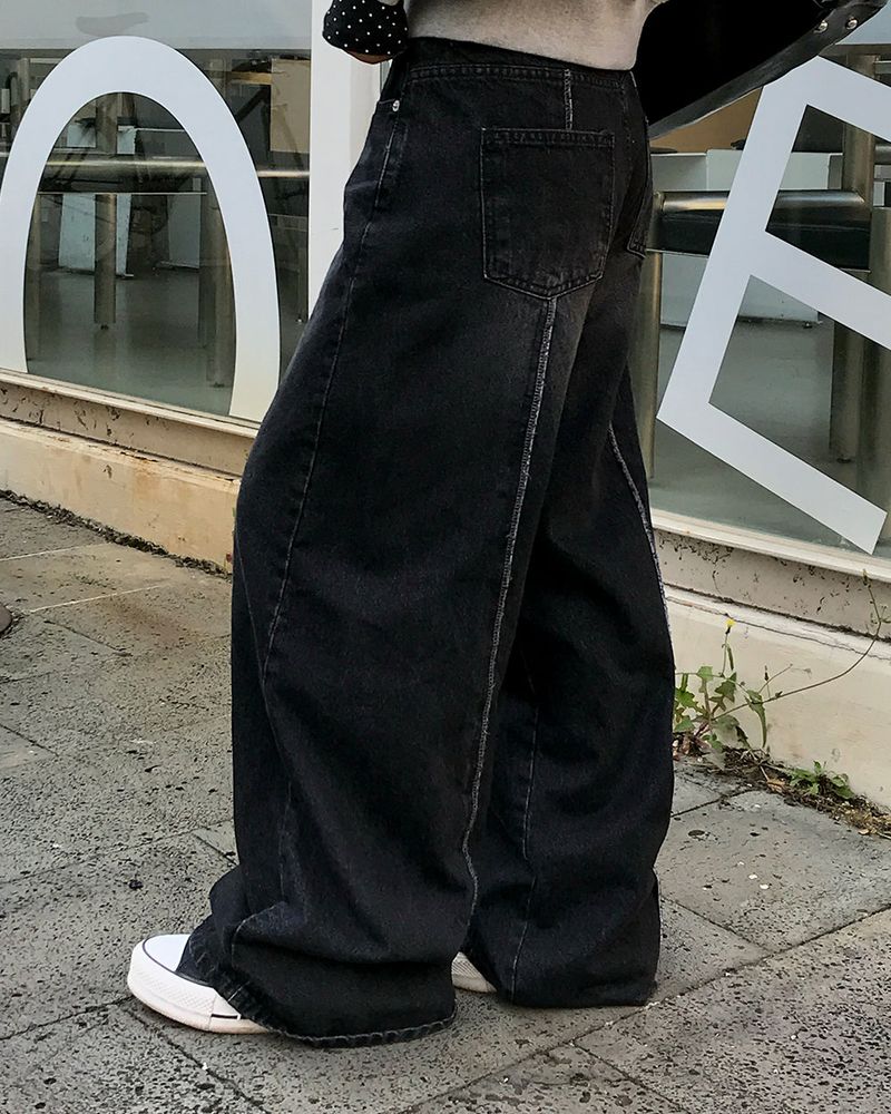 [ORIGINAL] Crew Contrast Wide Denim Pants