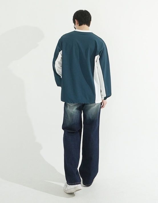 Deep Indigo Washing Semi Wide Denim Pants