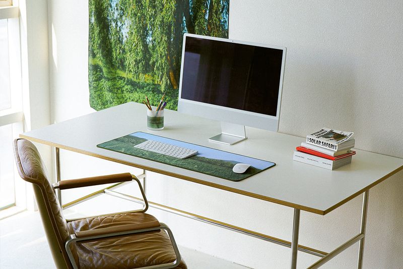 green grass desk mat