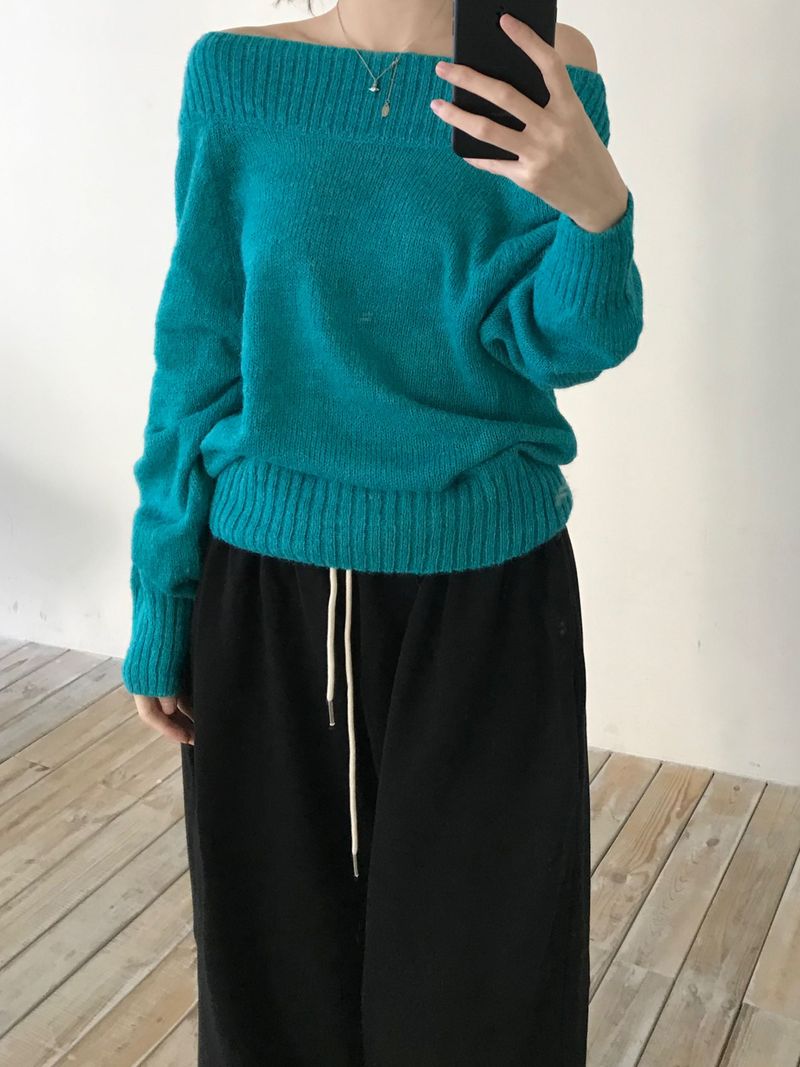 Slash mohair off-shoulder knit (3 colors)