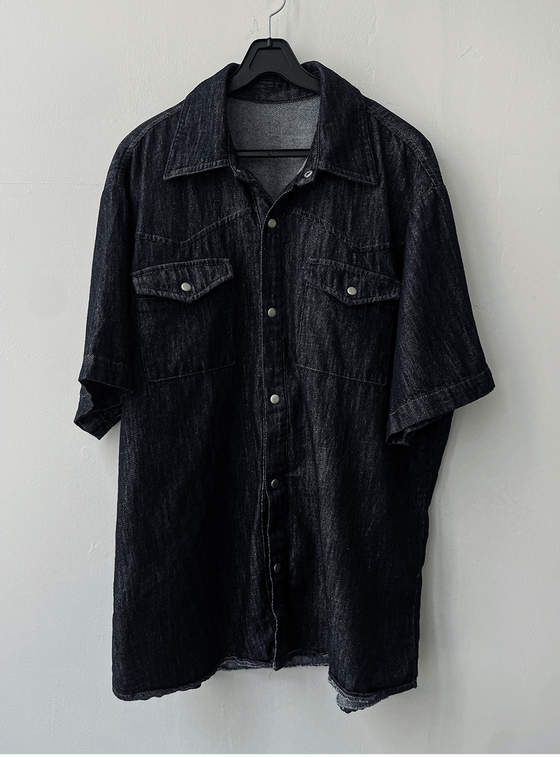 Western summer denim short-sleeved shirt