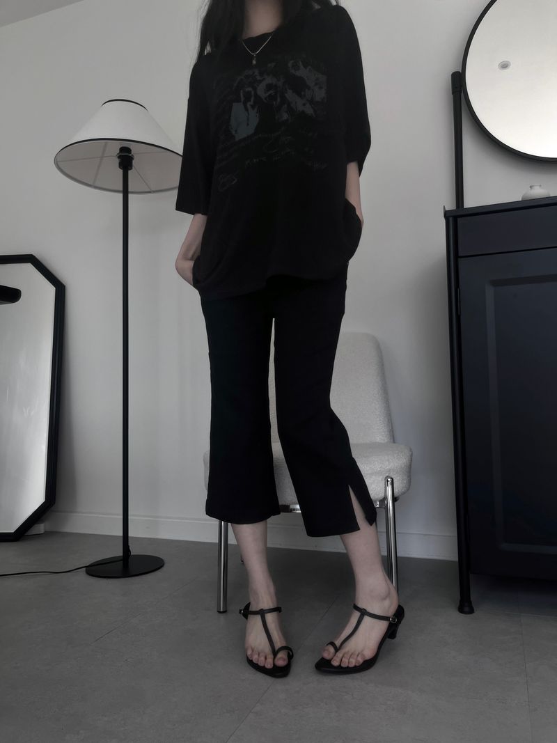 black slub capri denim