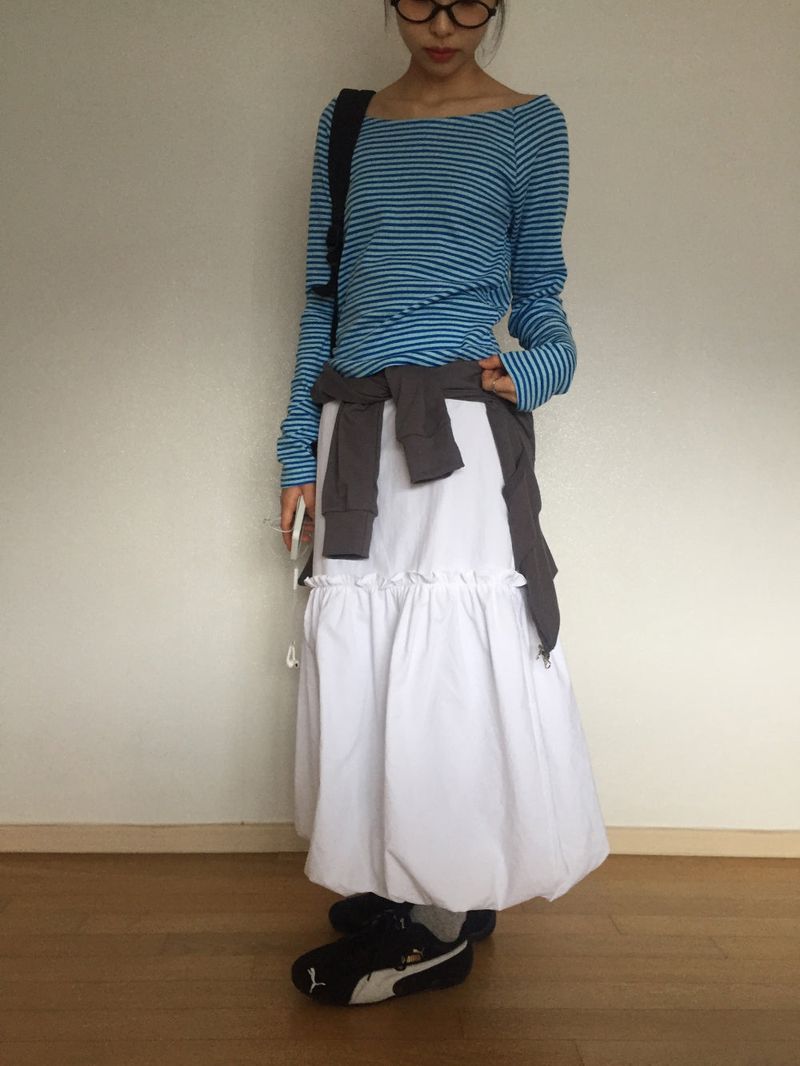 pumpkin nylon long skirt