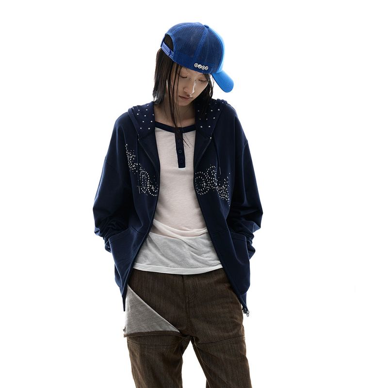 ojos（オホス）の「Hotfix Logo Hoodie Zip-up / Navy（Tops）」
