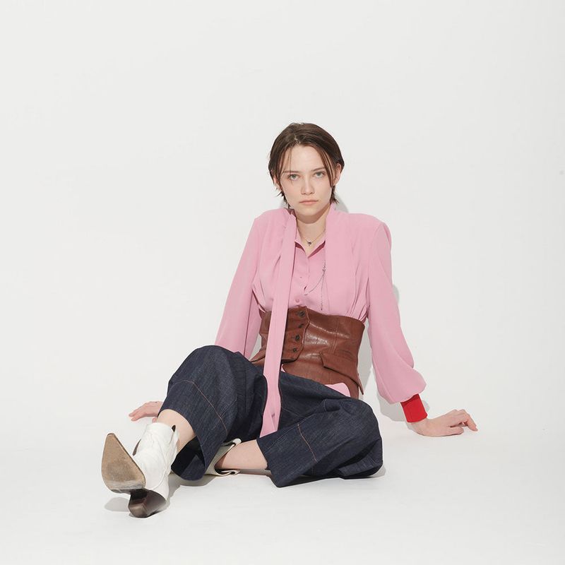  LUIS SCARF BLOUSE, PINK