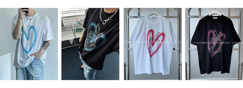 SO Heart Rabbit Printed Short-Sleeved (4 colors)