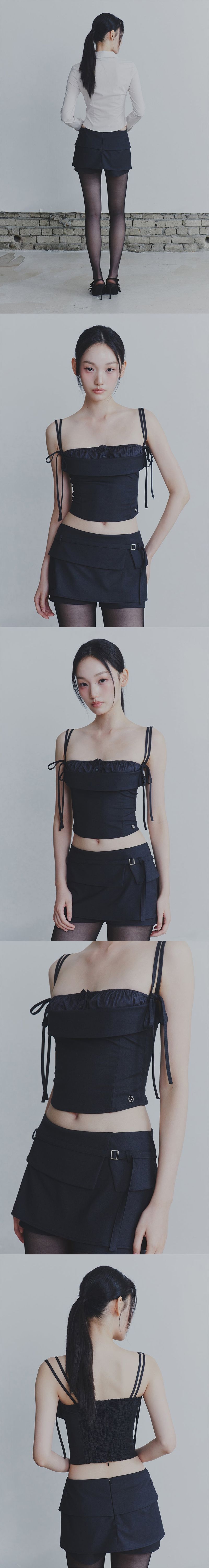 HEART BELTED MINI SKIRT charcoal