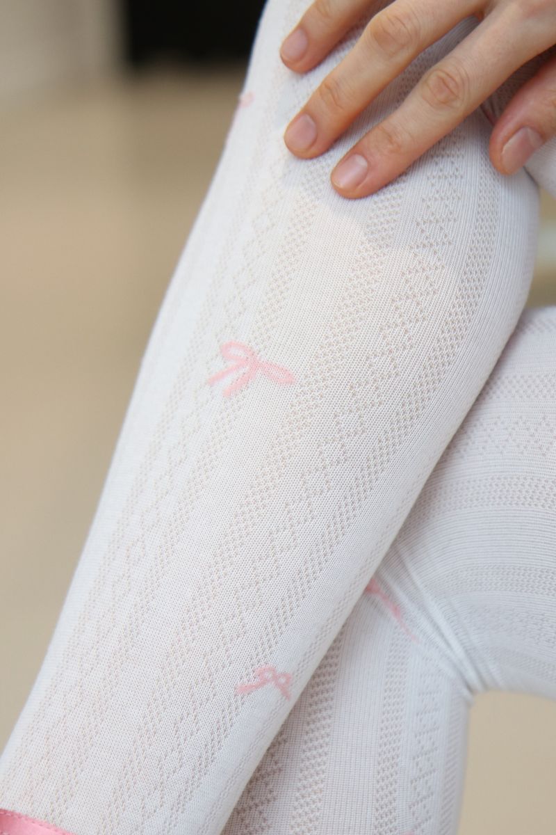 ribbon lace line tights (white)