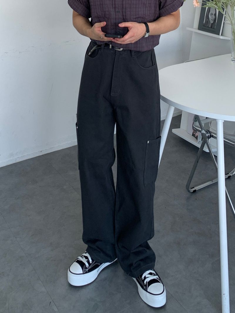 レイヤード コットン ポケット パンツ