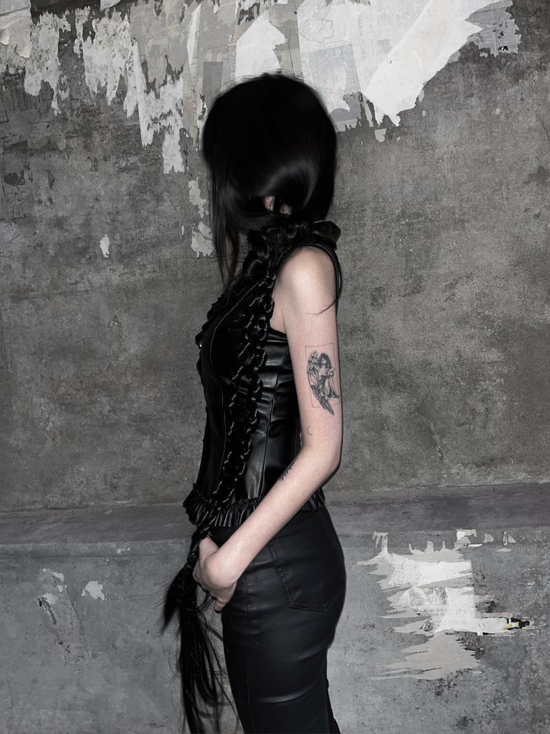 rock chic leather frill bustier