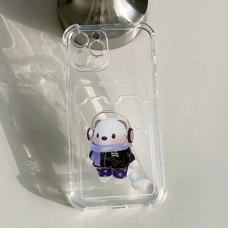 Blue- SnowBear&SnowDuck Card Storage Phone Case