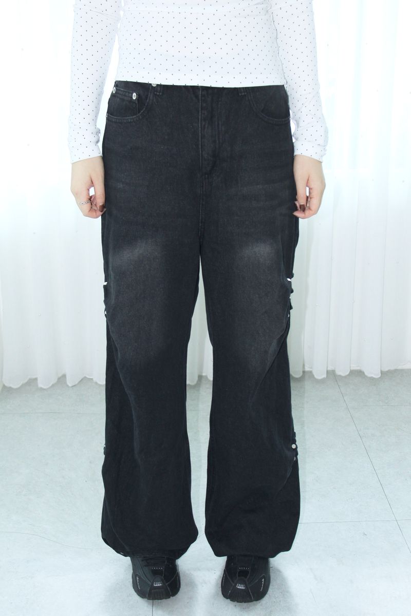 Stud Side Pintuck Wide Pants (2colors)