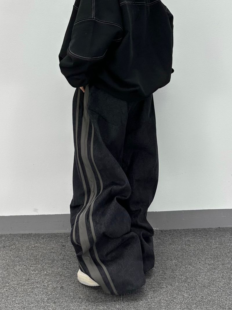 media track denim pants