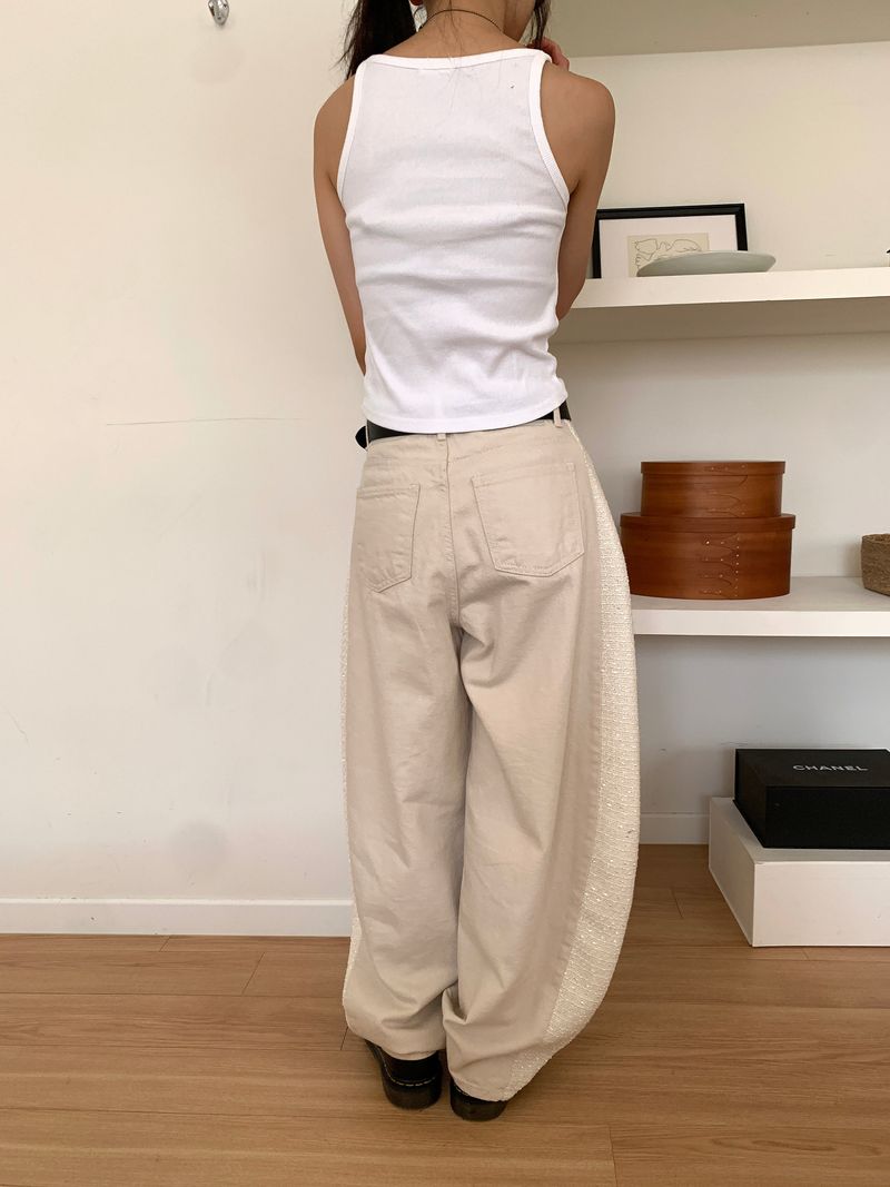 TWILL MIX CURVED PANTS (2C)