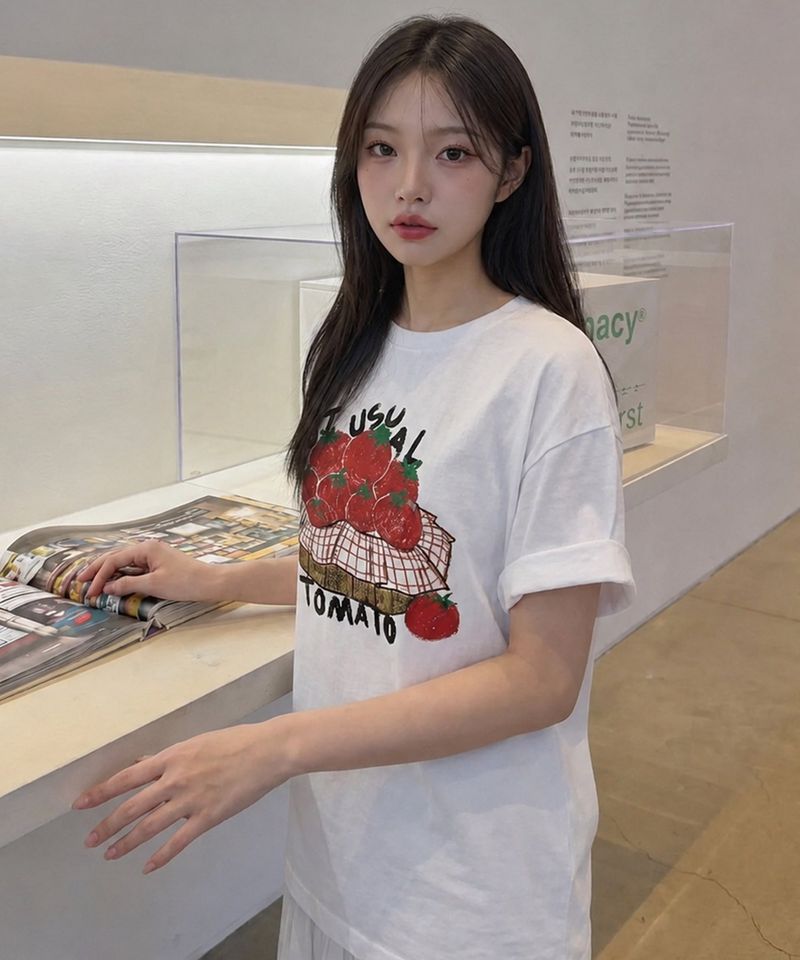 NOTUSUAL(ノットユージュアル)の「Tomato Basket Over-fit T-Shirts - 4COLOR(Tops)」