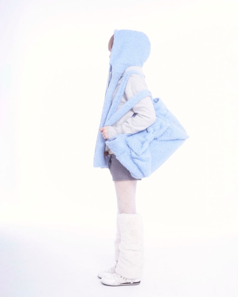 Fluffy hood muffler (blue)