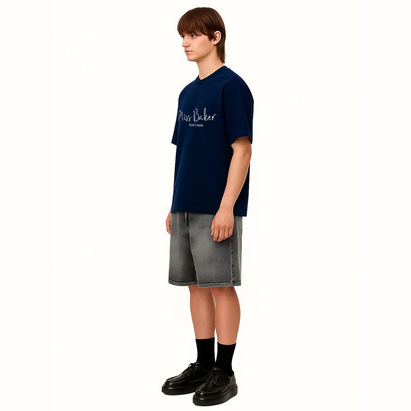 Miss Baker エンボニードルTシャツ ネイビー(MAN)