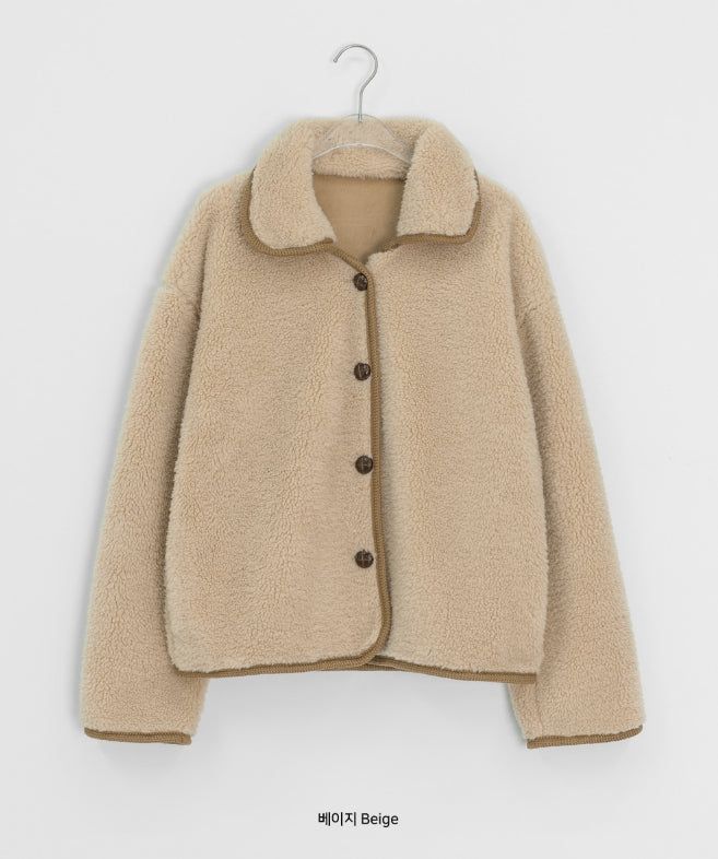 Bigget Collar Wool Mustang Fur Jacket